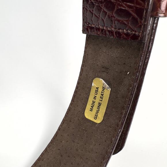 Vintage ROC 1996 Brown Genuine Leather Belt Silver Buckle Florals Womens Size M - Picture 4 of 9